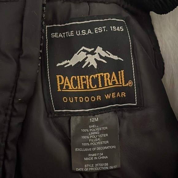 Pacific Trail Snow Jumpsuit Bib Black Pink Zip Closure Cold Weather Sz 12 Months - Picture 6 of 8